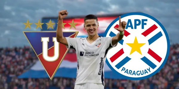 Alex Arce celebrando un gol con LDU Quito