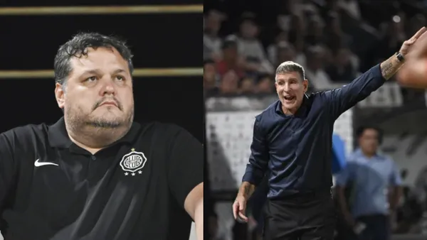 Rodrigo Nogués y Martín Palermo, de Olimpia