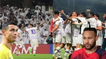 Kaku Romero celebra un gol con los compañeros del Al Ain