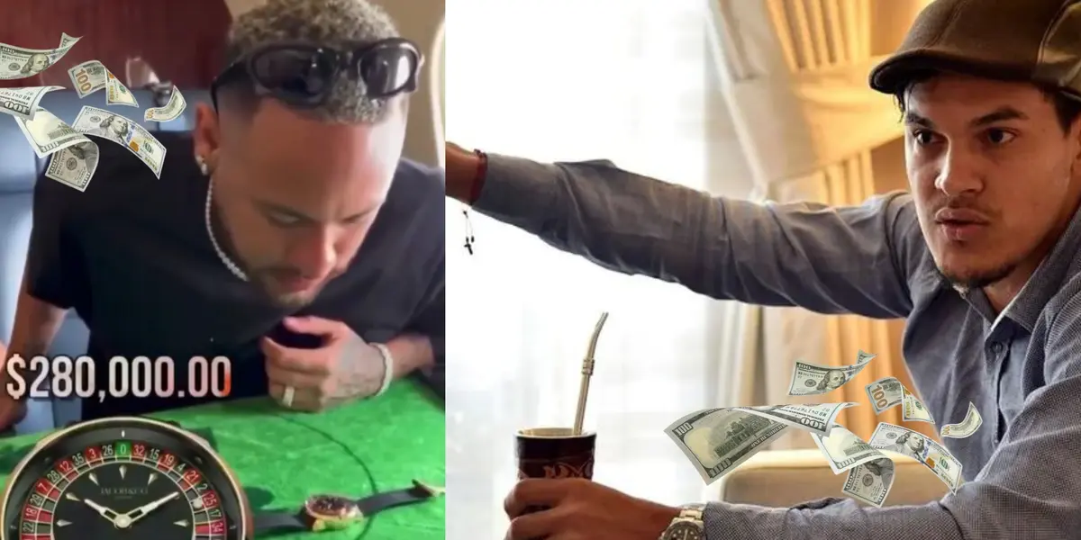 Neymar y Gustavo Gómez 