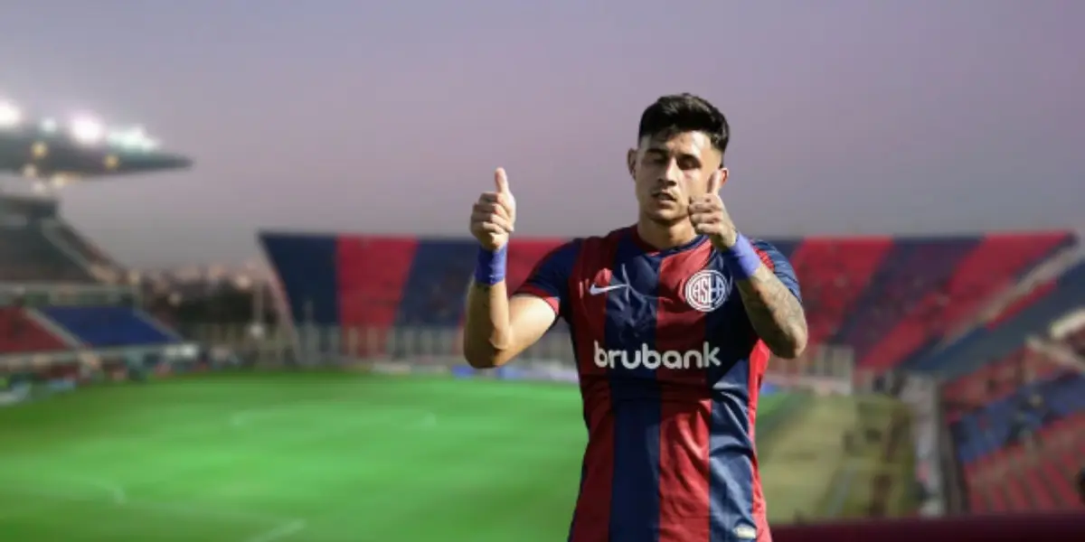 Adam Bareiro celebrando su gol ante Boca con San Lorenzo