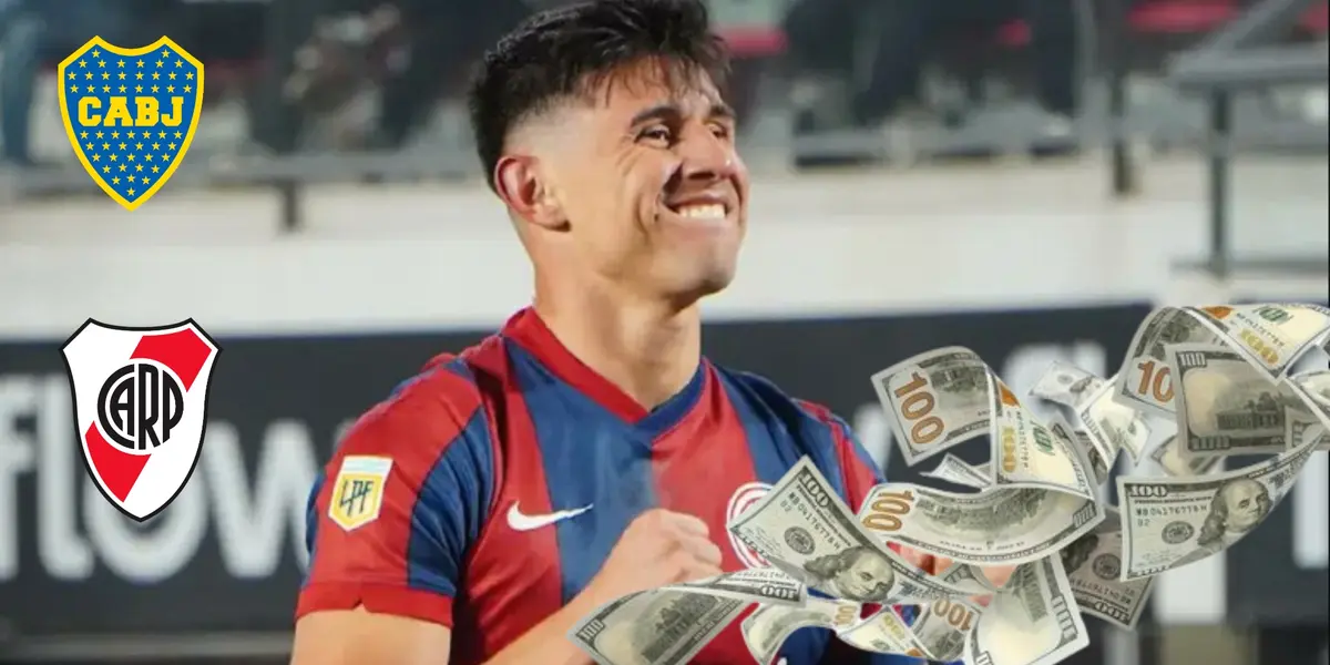 Adam Bareiro celebrando su gol con San Lorenzo
