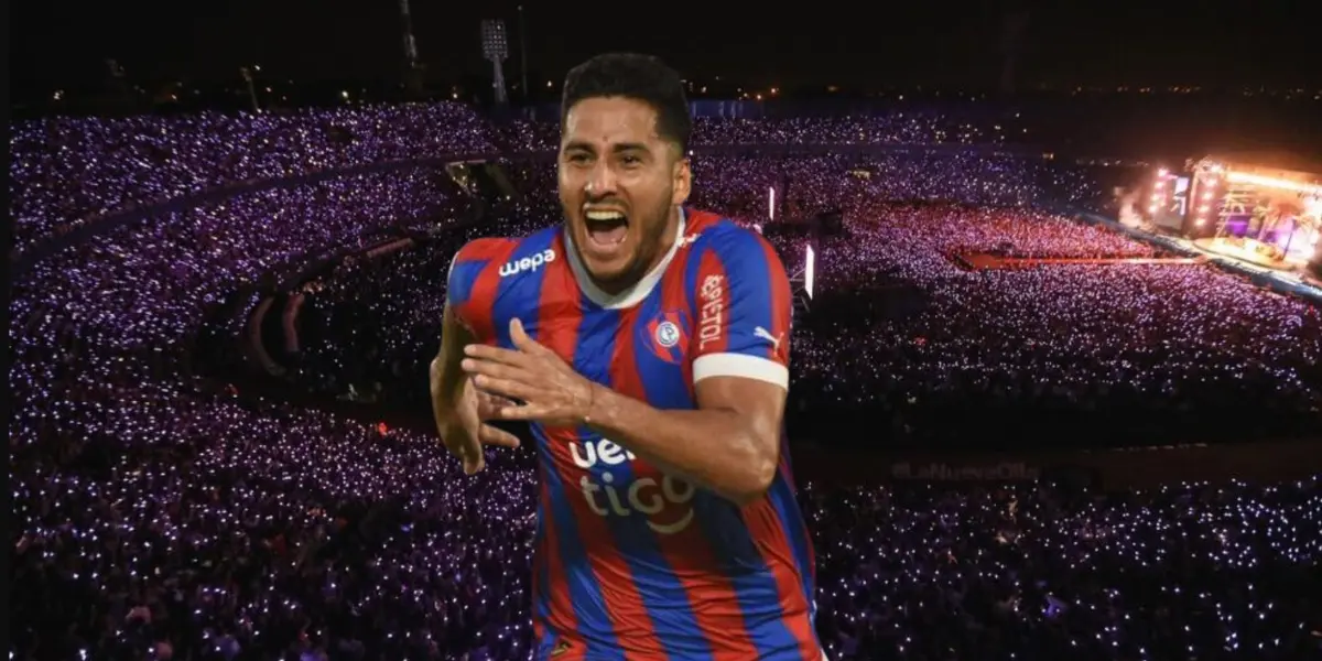 Cecilio Domínguez celebrando su gol y el concierto de Karol G