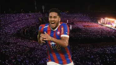 Cecilio Domínguez celebrando su gol y el concierto de Karol G