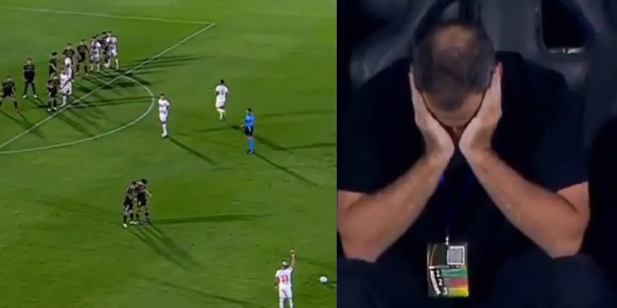 El delantero tricolor que no definió bien una jugada quieta