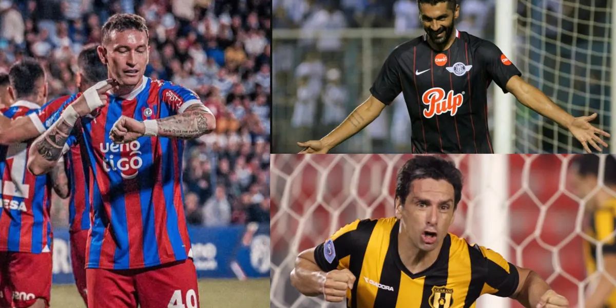 Fernando Fernández, Santiago Salcedo y Hernán Rodrigo López festejando sus goles