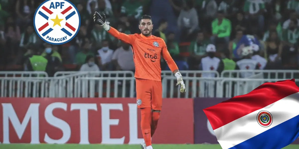 Gastón Olveira, arquero de Olimpia y la bandera paraguaya
