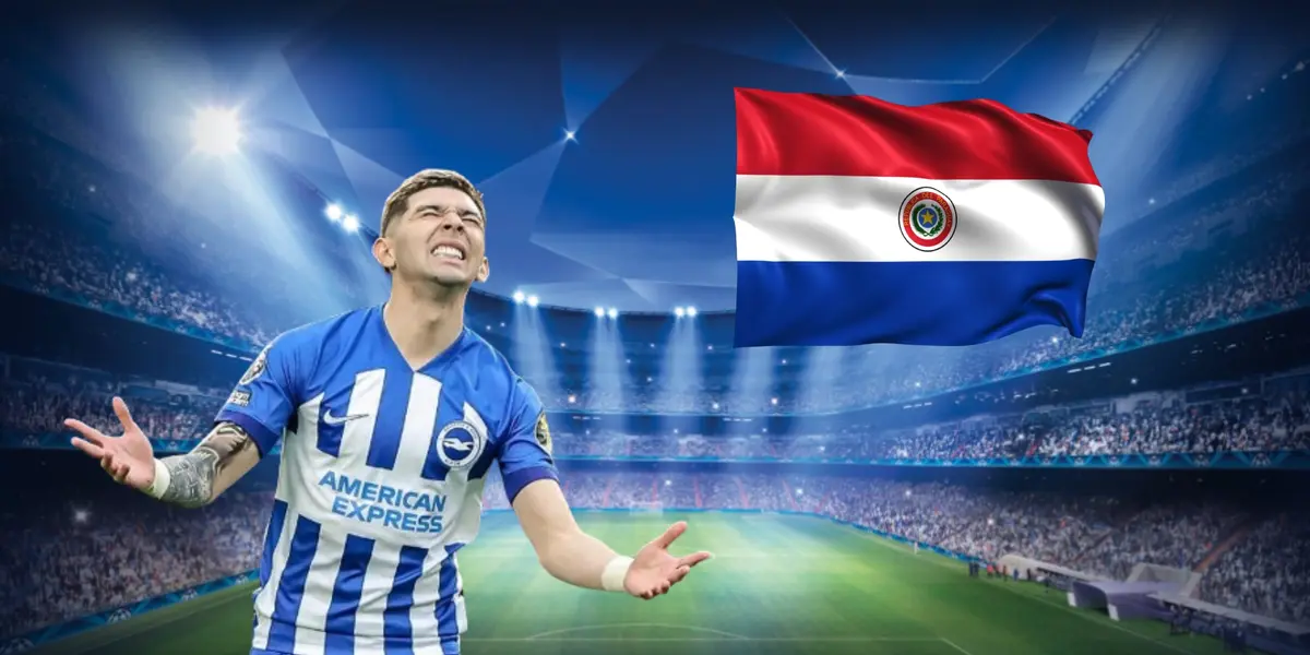 Julio Enciso con la bandera paraguaya