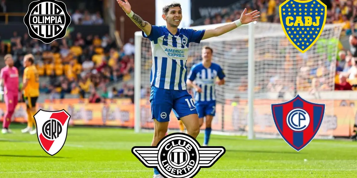 Julio Enciso con la camiseta del Brighton