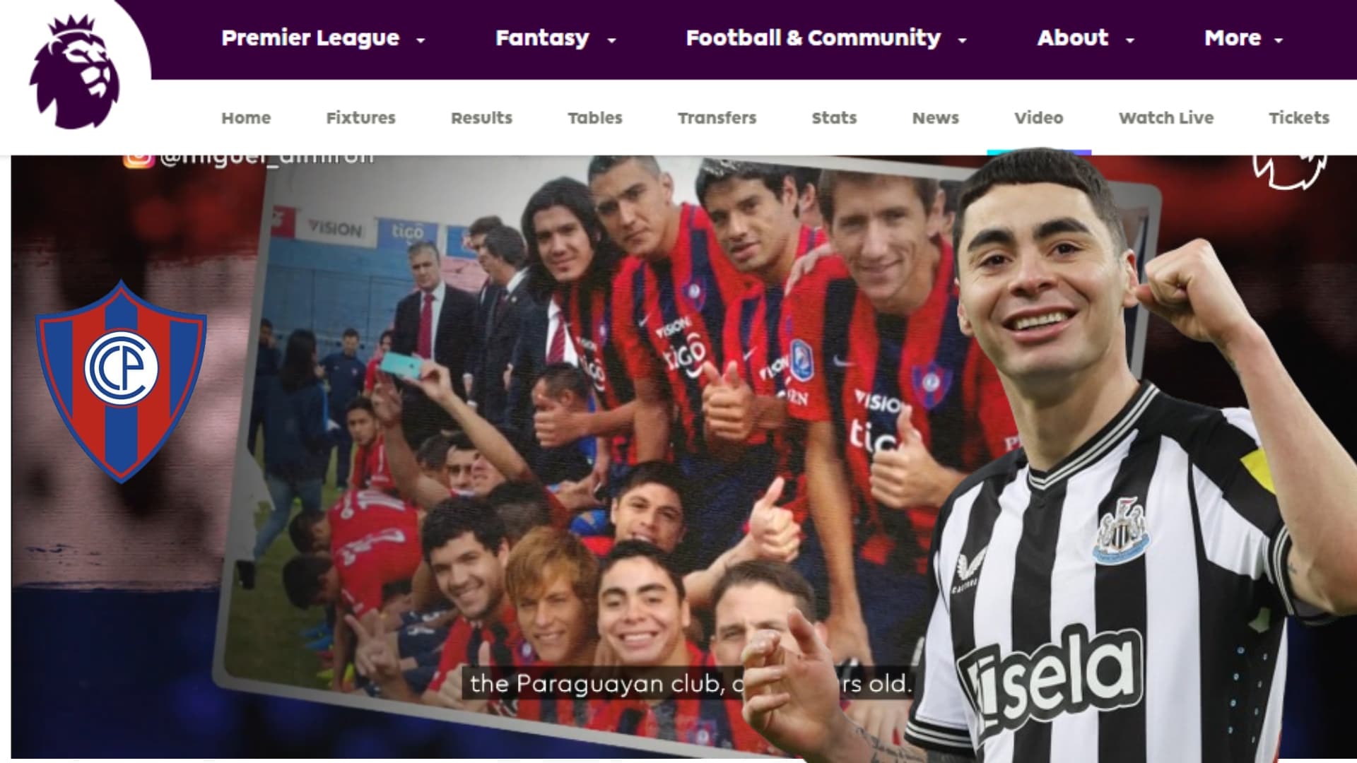 La página oficial de la Premier League