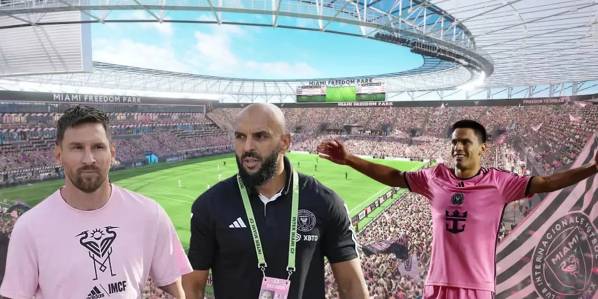 Lionel Messi, Yassine Cheuko y el paraguayo Diego Gómez