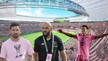 Lionel Messi, Yassine Cheuko y el paraguayo Diego Gómez