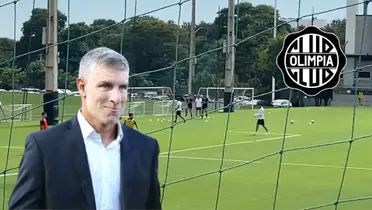 Martín Palermo, DT de Olimpia en el entrenamiento