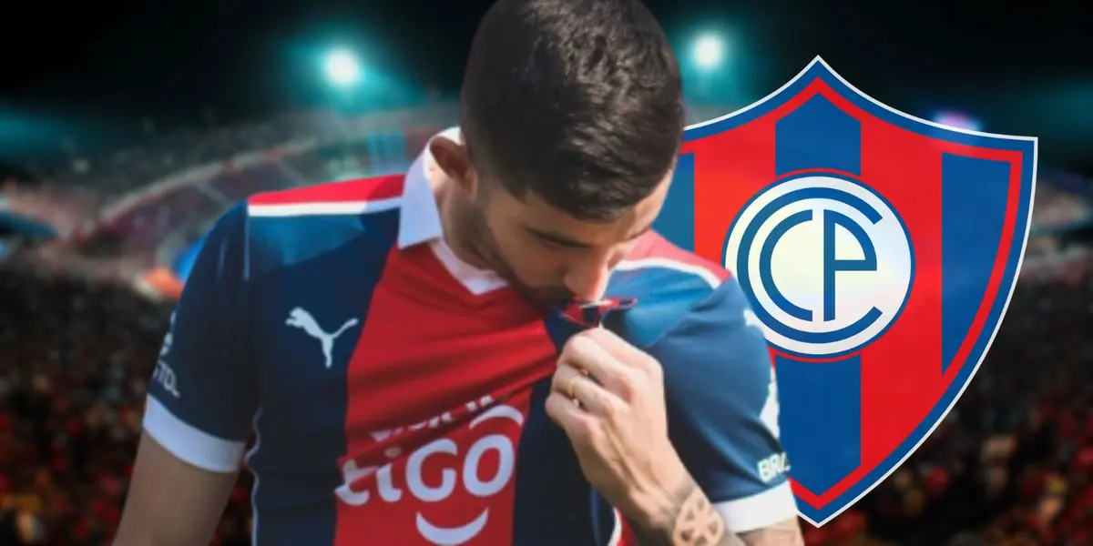 Mathías Villasanti besando el escudo de Cerro Porteño