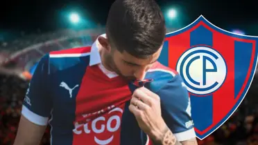 Mathías Villasanti besando el escudo de Cerro Porteño