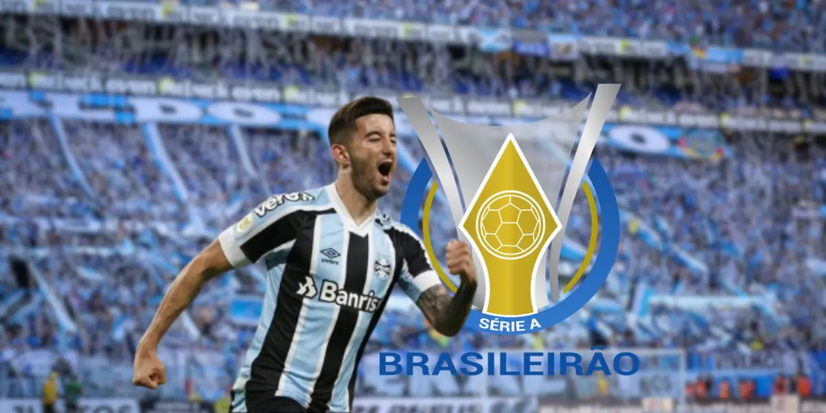 Mathías Villasanti festejando su primer gol con la camiseta de Gremio