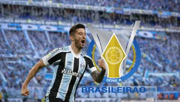 Mathías Villasanti festejando su primer gol con la camiseta de Gremio