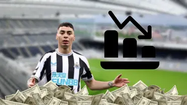 Miguel Almirón durante un partido de la Premier League con Newcastle