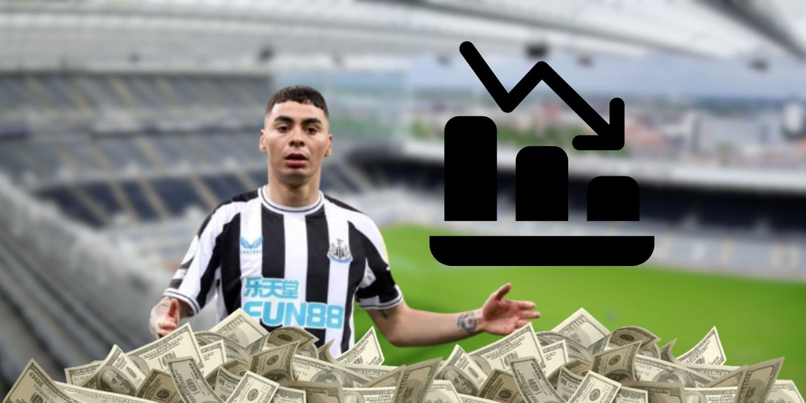 Miguel Almirón durante un partido de la Premier League con Newcastle