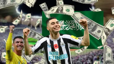 Miguel Almirón durante un partido de Premier League con Newcastle