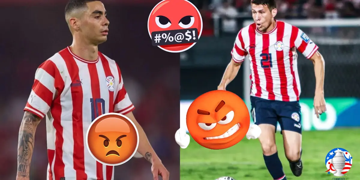 Miguel Almirón y Hernesto Caballero con la camiseta de la selección paraguaya