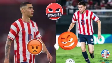 Miguel Almirón y Hernesto Caballero con la camiseta de la selección paraguaya