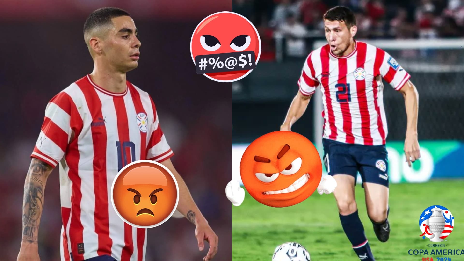 Miguel Almirón y Hernesto Caballero con la camiseta de la selección paraguaya